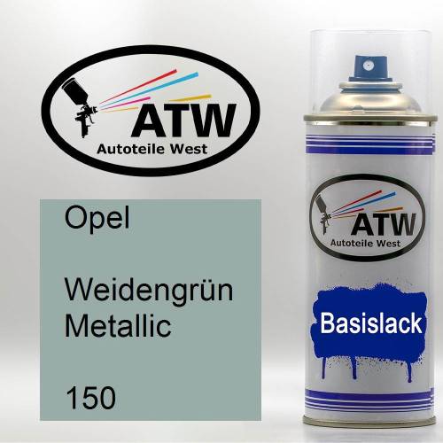 Opel, Weidengrün Metallic, 150: 400ml Sprühdose, von ATW Autoteile West.